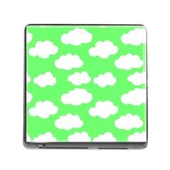 Green And White Cute Clouds  Memory Card Reader (square 5 Slot) by ConteMonfrey