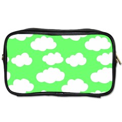 Green And White Cute Clouds  Toiletries Bag (two Sides) by ConteMonfrey