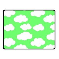 Green and white cute Clouds  Fleece Blanket (Small)