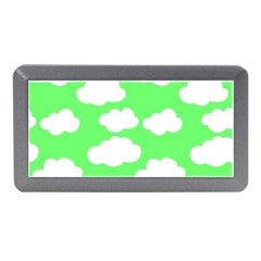 Green and white cute Clouds  Memory Card Reader (Mini)