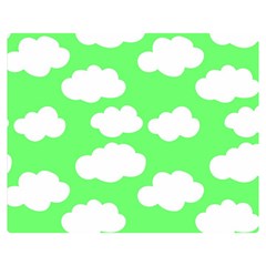 Green and white cute Clouds  Two Sides Premium Plush Fleece Blanket (Medium)