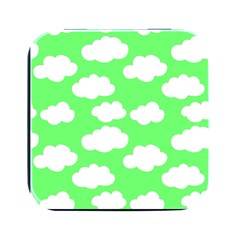 Green And White Cute Clouds  Square Metal Box (black) by ConteMonfrey