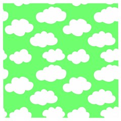 Green and white cute Clouds  Wooden Puzzle Square