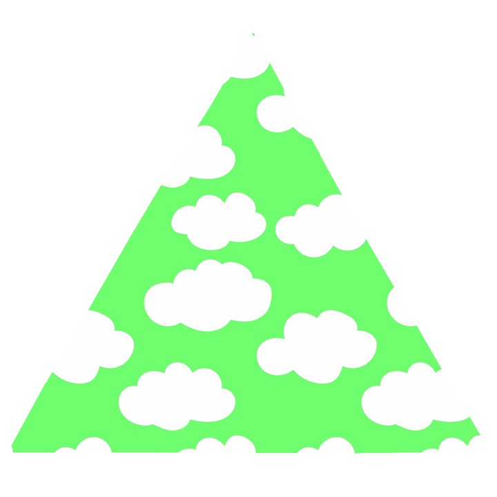 Green and white cute Clouds  Wooden Puzzle Triangle