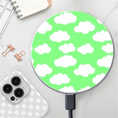 Green and white cute Clouds  Wireless Fast Charger(White)