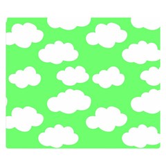 Green and white cute Clouds  Premium Plush Fleece Blanket (Small)