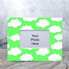 Green and white cute Clouds  White Tabletop Photo Frame 4 x6 