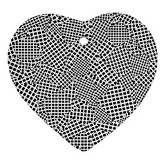 Geometric Noir Pattern Heart Ornament (two Sides) by dflcprintsclothing