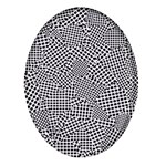 Geometric Noir Pattern Oval Glass Fridge Magnet (4 pack) Front