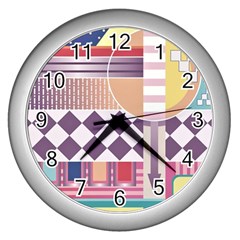 Abstract Shapes Colors Gradient Wall Clock (silver) by Simbadda