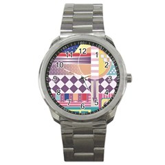 Abstract Shapes Colors Gradient Sport Metal Watch by Simbadda