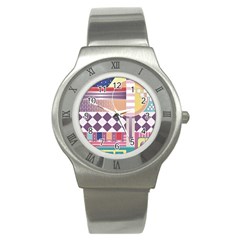 Abstract Shapes Colors Gradient Stainless Steel Watch by Simbadda