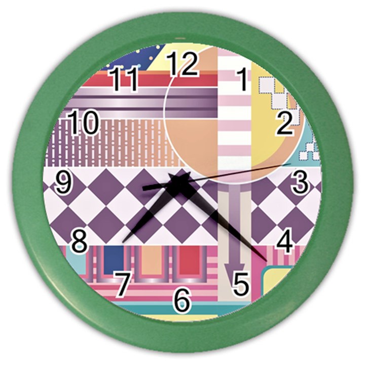 Abstract Shapes Colors Gradient Color Wall Clock