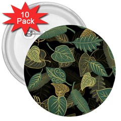 Autumn Fallen Leaves Dried Leaves 3  Buttons (10 Pack)  by Simbadda