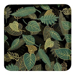 Autumn Fallen Leaves Dried Leaves Square Glass Fridge Magnet (4 Pack) by Simbadda