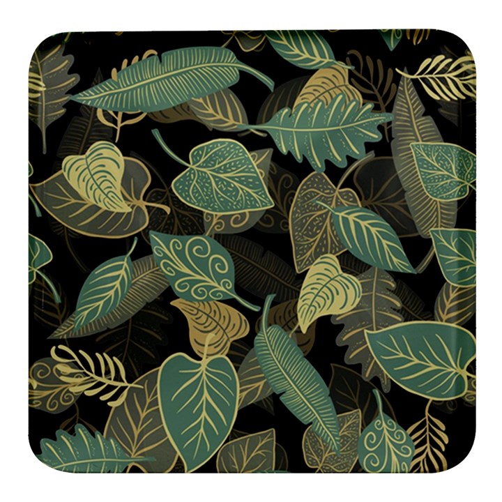 Autumn Fallen Leaves Dried Leaves Square Glass Fridge Magnet (4 pack)