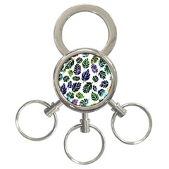 Leaves Watercolor Ornamental Decorative Design 3-ring Key Chain by Simbadda