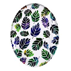 Leaves Watercolor Ornamental Decorative Design Oval Glass Fridge Magnet (4 Pack) by Simbadda