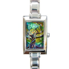 Tree Magical Colorful Abstract Metaphysical Rectangle Italian Charm Watch by Simbadda