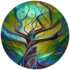 Tree Magical Colorful Abstract Metaphysical Wooden Puzzle Round by Simbadda