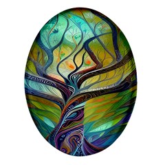 Tree Magical Colorful Abstract Metaphysical Oval Glass Fridge Magnet (4 Pack) by Simbadda