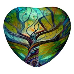 Tree Magical Colorful Abstract Metaphysical Heart Glass Fridge Magnet (4 Pack) by Simbadda