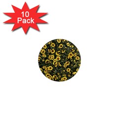 Sunflowers Yellow Flowers Flowers Digital Drawing 1  Mini Magnet (10 Pack)  by Simbadda