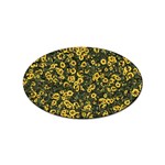 Sunflowers Yellow Flowers Flowers Digital Drawing Sticker Oval (10 pack) Front