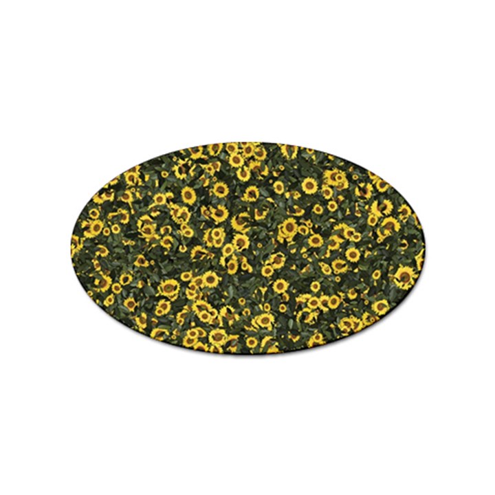 Sunflowers Yellow Flowers Flowers Digital Drawing Sticker Oval (10 pack)