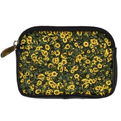 Sunflowers Yellow Flowers Flowers Digital Drawing Digital Camera Leather Case by Simbadda