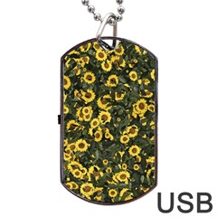 Sunflowers Yellow Flowers Flowers Digital Drawing Dog Tag Usb Flash (one Side) by Simbadda