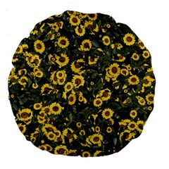 Sunflowers Yellow Flowers Flowers Digital Drawing Large 18  Premium Round Cushions by Simbadda