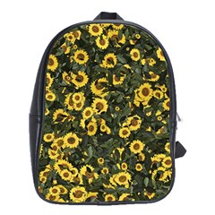 Sunflowers Yellow Flowers Flowers Digital Drawing School Bag (xl) by Simbadda