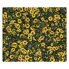 Sunflowers Yellow Flowers Flowers Digital Drawing Two Sides Premium Plush Fleece Blanket (small) by Simbadda