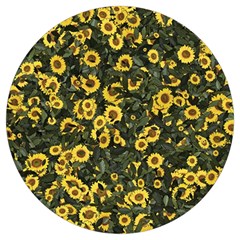 Sunflowers Yellow Flowers Flowers Digital Drawing Round Trivet by Simbadda