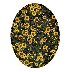 Sunflowers Yellow Flowers Flowers Digital Drawing Oval Glass Fridge Magnet (4 Pack) by Simbadda