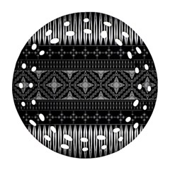 Abstract Art Artistic Backdrop Black Brush Card Round Filigree Ornament (two Sides) by Simbadda