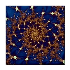 Fractal Spiral Art Pattern Blue Design Tile Coaster