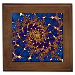 Fractal Spiral Art Pattern Blue Design Framed Tile