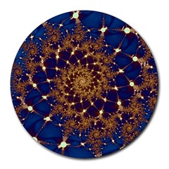 Fractal Spiral Art Pattern Blue Design Round Mousepad