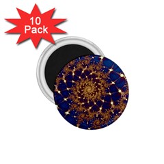 Fractal Spiral Art Pattern Blue Design 1.75  Magnets (10 pack) 