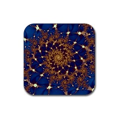 Fractal Spiral Art Pattern Blue Design Rubber Coaster (Square)