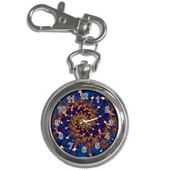 Fractal Spiral Art Pattern Blue Design Key Chain Watches