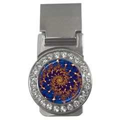 Fractal Spiral Art Pattern Blue Design Money Clips (CZ) 