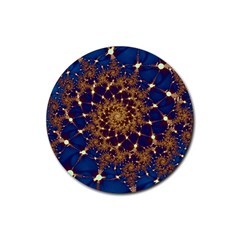 Fractal Spiral Art Pattern Blue Design Rubber Round Coaster (4 pack)