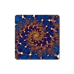 Fractal Spiral Art Pattern Blue Design Square Magnet