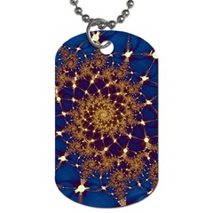 Fractal Spiral Art Pattern Blue Design Dog Tag (Two Sides)