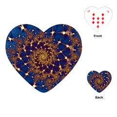 Fractal Spiral Art Pattern Blue Design Playing Cards Single Design (Heart)