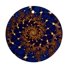 Fractal Spiral Art Pattern Blue Design Round Ornament (Two Sides)