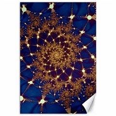 Fractal Spiral Art Pattern Blue Design Canvas 12  x 18 